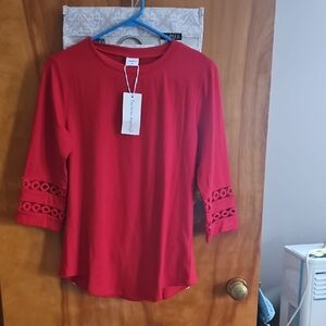 Chic Red Long Sleeve Women's Top
